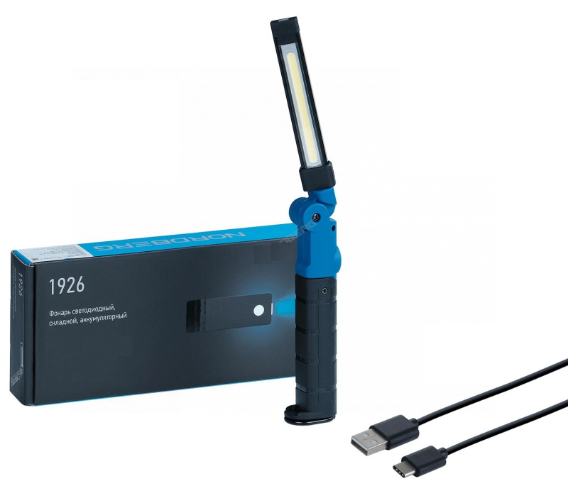 Фонарь светодиодный 248*7мм, складной, аккумуляторный, 3,7В (без зарядного устройства) NORDBERG 1926
