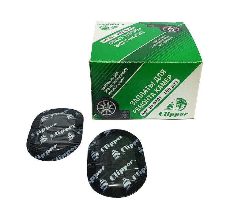 Набор заплат для ремонта камер (овал) 35х60мм (50шт) Clipper B201
