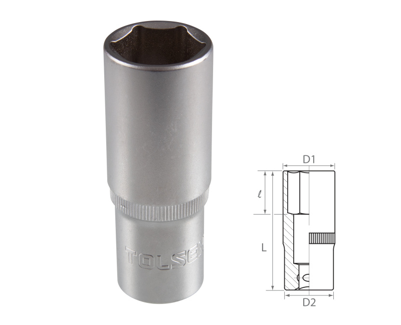 TOLSEN Головка торцевая глубокая шестигранная 1/2", 21 мм