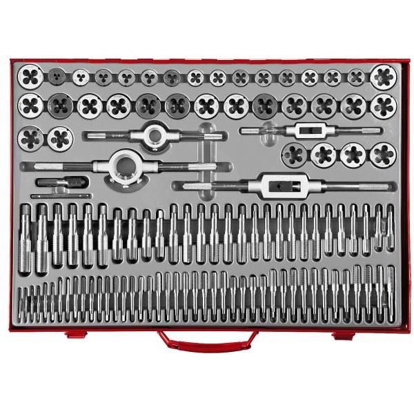 Набор метчиков и плашек ЗУБР "МАСТЕР",сталь 9хС,110 предм.  28119-H110_z01